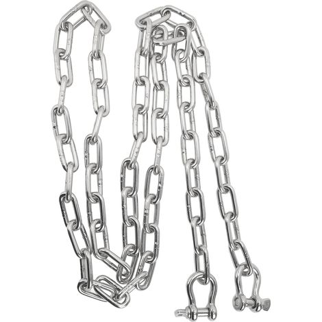 2 m lange Schiffsankerkette aus Edelstahl 316, Mittelglied mit Ring, 8 mm Doppelschäkelenden, für Boote, Yachten und Schiffe. (1/5)