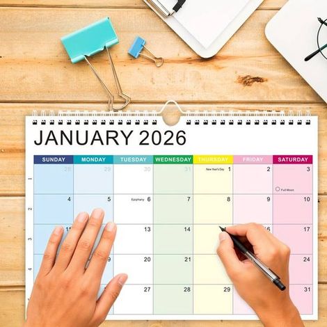 Calendario de pared 2026-2027，Planificador mensual/semanal/diario，organizador de escritorio/pared para 18 meses，herramienta de planificación (1/5)