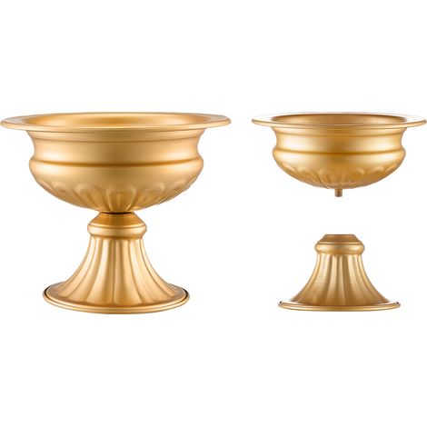 Mophorn 10 Stück 16 cm hohe Blumenvasen für Hochzeiten, Metall-Hochzeits-Tafelaufsatz, goldener Blumenarrangement-Ständer für Tische bei Hochzeitsessen, Partys, Jubiläen, Zeremonien, Geburtstage