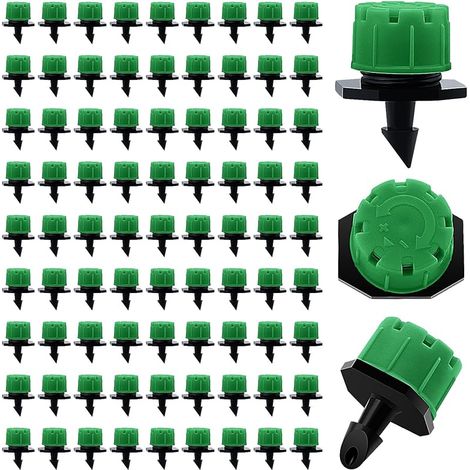 90 Pièces Goutteur Irrigation Réglable, Réglable Micro Drip Irrigation Arroseurs Émetteur, Tête de Gicleurs D'irrigation pour Parterres de Fleurs, Jardins, Pelouse à Plante, Vert Foncé