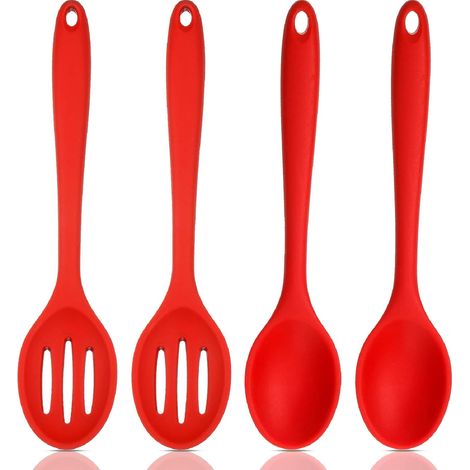 Cuillère À Mélanger - Cuillère À Égoutter - En Silicone Et Nylon - Résistant À La Chaleur Jusqu'à 250 °C - Pour Cuisine Et Pâtisserie - Lot De 4 (1/5)