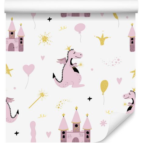 Papier peint Château de conte de fées et dragons pour salon et chambre 50x1000 cm (1/5)