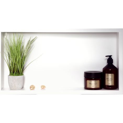 BALNEO - niche murale 60x30x10 cm blanche en acier inoxydable WALL-BOX - étagère de salle de bain (1/5)