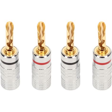Connecteur Banane 4mm - Laiton Doré Et Boîtier Aluminium - Pour Amplificateurs Et Instruments - 2 Paires (1/5)