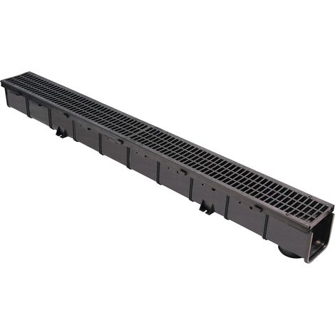 First Plast – Caniveau d'évacuation polypropylène 1m – Grille passerelle composite – Dimensions 100x100mm – Norme EN1433:2008