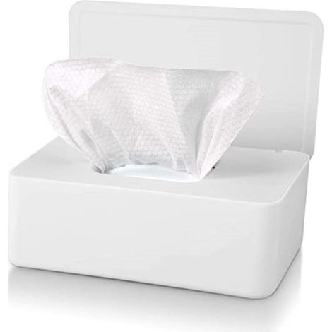 Caja de pañuelos,caja de toallitas húmedas,Dispensador de papel higiénico húmedo,Caja apta para papel higiénico húmedo,Blanco (1/5)