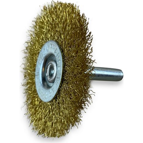 Brosse circulaire métallique sur tige Ø 60 mm Fil laiton souple - Quantité x 1 - Ø 60 mm - Ep. 8 mm - Laiton souple (1/5)