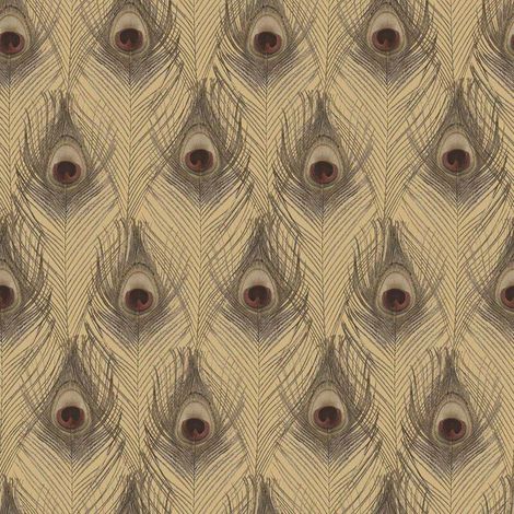Galerie Organic Textures Peacock Feathers Gold Wallpaper Nature Feature Wall (1/4)