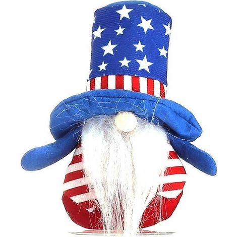 Nationalfeiertags-Gnome Sterne Streifen Patriotischer Tomte 4. Juli Geschenk Zwergenelf Dekoration Küchentablett-B