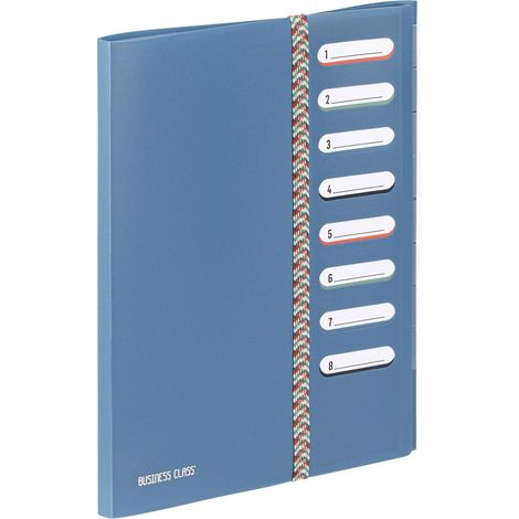 Trieur A4 8 Compartiments BUSINESS CLASS - Organiseur de dossier avec Fermeture Élastique pour Bureau et Maison - Bleu (1/4)