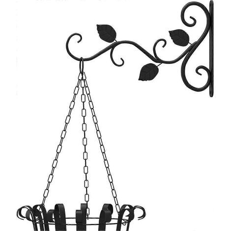 Set aus 2 Hängepflanzenstützen, 30 cm, aus geschmiedetem Metall, dekorative Wandhaken zum Aufhängen von Blumentöpfen im Innen- und Außenbereich. (1/3)