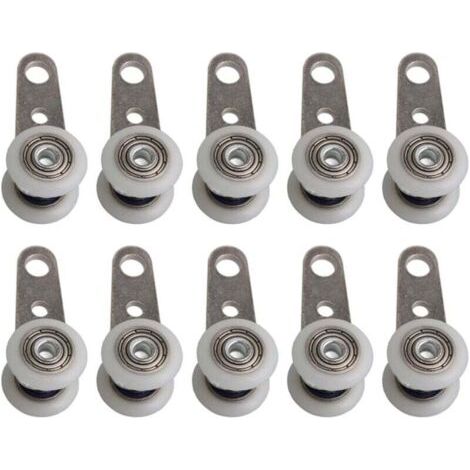 BUNTHAUS Set mit 10 Rollen für Terrassentüren oder Schiebetüren – aus Metall und Kunststoff – 4,5 x 1,9 cm