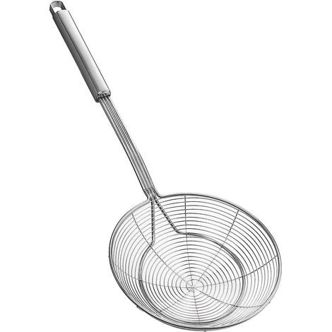 Écumoire en acier inoxydable de 16 cm de diamètre avec manche de 41,3 cm pour frire, servir, pâtes, spaghettis, nouilles (1/5)
