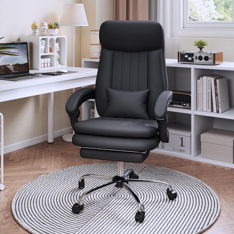 Ergonomischer Executive Bürostuhl mit Fußstütze, PU Leder, 135° Neigbare (1/5)