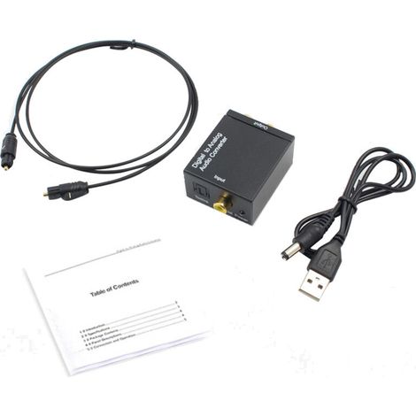 Adaptateur Audio Toslink Coaxial Optique vers Analogique Stéréo 3.5 mm