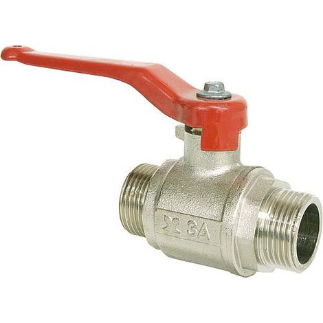 Vanne a boisseau spherique pass integral, mâle/mâle 1" PN40 Laiton nickele (1/2)