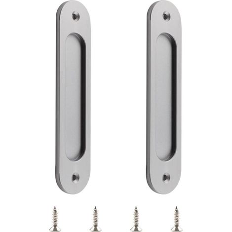 Lntyq Lot de 2 poignées de porte coulissantes ovales en alliage d'aluminium mat avec vis pour porte de grange coulissante