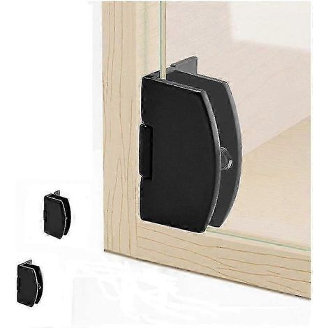 Charnières pour portes vitrées de vitrines sans cadre - 4 clips noirs à 90 degrés pour salle de bain (1/5)