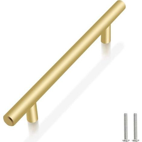 10 Unités En d'or acier inoxydable Boutons De Porte Tirer La Poignée De Meubles avec Vis pour Tiroir Meuble Cuisine Cuisine Home Decorating, Trou à Trou Centre Distance 192 mm (1/5)
