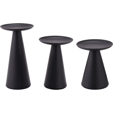 Ensemble de 3 bougeoirs en métal noir pour bougies piliers (1/5)