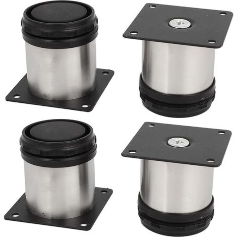 Lot de 4 Pieds de Meubles de Cuisine en Acier Inoxydable - Réglables - Ronds - 50 x 50 mm
