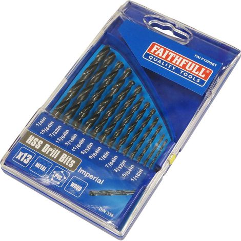Faithfull HSS Drill Bit Set of 13 Pieces (1/16" to 1/4" Diameter) with 1/64" Step Size (1/3)