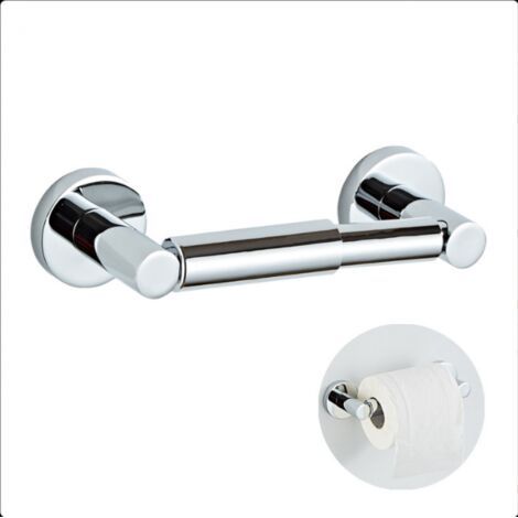 QORVA-11,5-19 cm Porte-rouleau de papier toilette mural réglable en alliage de zinc, (argent poli), pour salle de bain et buanderie (1/5)