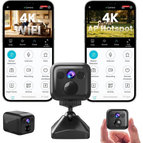 JSSEVN - Mini cámara espía inalámbrica, punto de acceso AP y modo WiFi. (1/5)