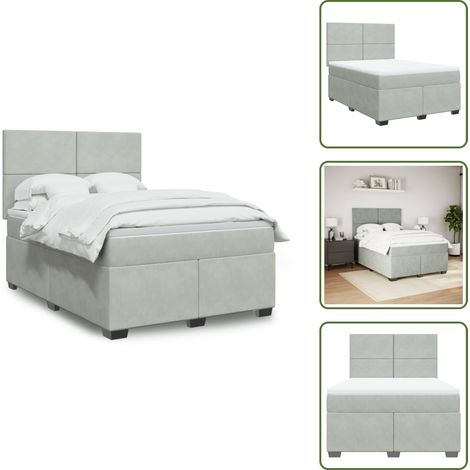 Boxspringbett mit Matratze Hellgrau 160x200 cm Samt - Boxspringbett - Boxspringbetten - Bett - Betten (1/5)