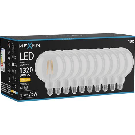 Mexen Vintis 10x Ampoule filament LED E27, G125, 10W, Chaud - 2700K, 1320 lm, transparent - L158-E27-1027-00x10 (1/5)
