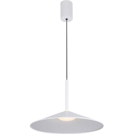 Suspension blanche minimaliste cône plat LED 9W Sardena