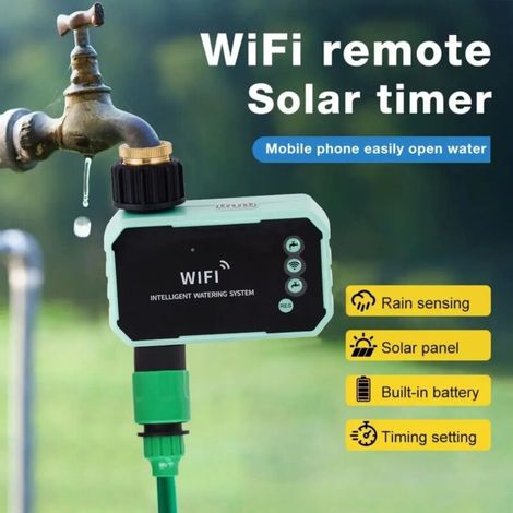 (Comme illustré) Nouveau contrôleur d'irrigation solaire intelligent WiFi, contrôle par application, système d'irrigation automatique, programmateur d'arrosage extérieur, outils d'arrosage de jardin