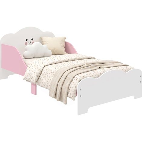 Lit enfant - AIYAPLAY - barriere de securite et sommier à lattes - 3 à 6 ans - bois - 140x70 cm - rose