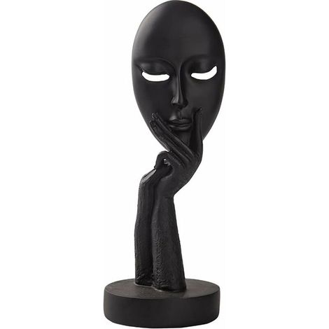 Tête en résine Sculpture penseur masque décoration maison bureau bibliothèque bureau décor noir (1/4)