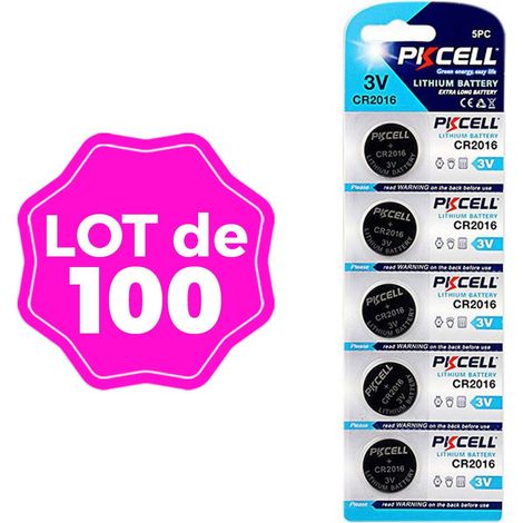 100 Piles Bouton CR2016 3V 75mAh Lithium Kodak (1/3)