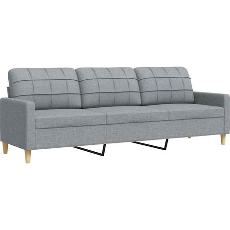 Canapé  Sofa à 3 places Gris clair 210 cm Tissu (1/5)
