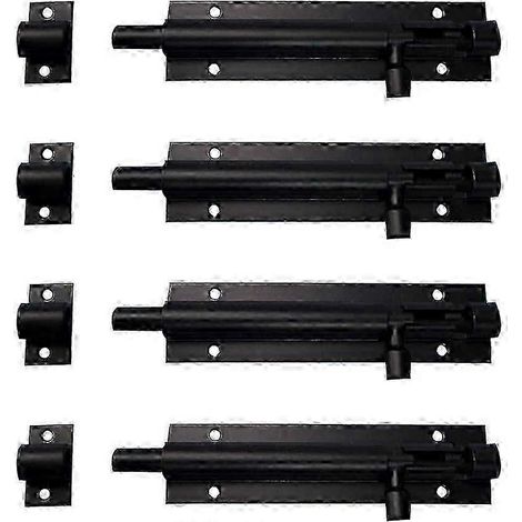 Lot de 4 verrous de porte, pênes de porte en acier inoxydable noir (1/5)