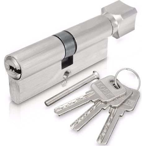 Cilindro della serratura, cilindro della serratura in ottone, chiave in ottone con pomolo in plastica, cilindro della serratura di sicurezza standard per porta singola con 3 chiavi (1/5)