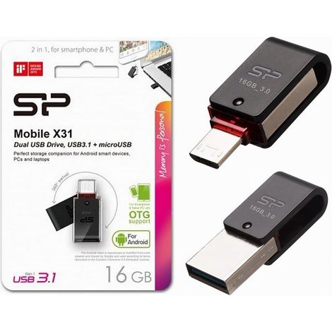 Trade Shop - USB KNIFE 16 GB USB3.1 MICROUSB OTG DOPPY FÜR SMARTPHONE TABELLET OTGX31/16GB - (1/5)