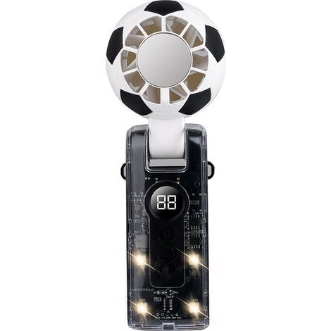 Mini-ventilateur portable,Avec lumière LED, rechargeable et pliable,Ventilateur à main ,Ventilateur de bureau (motif football),Noir,60x58x170mm (1/5)