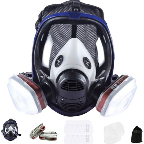 Maschera respiratoria a pieno facciale con filtro, lenti antiappannamento, maschera antigas per la protezione da gas e polvere, vapori e particelle, vernice