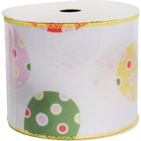 Nastro decorativo con uova, bianco, 2,7 m, primavera/Pasqua (1/4)