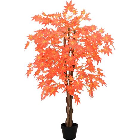 Artificial Maple Tree Red 80 x 16 x 120 cm Fabric and Wood vidaXL (1/4)