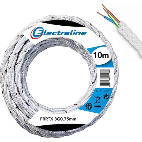 Electraline 16806 Cavo Tessile FRRTX, Sezione 3G0.75 mm, 10 mt, Bianco (1/3)