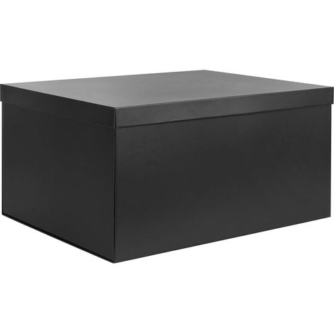 Storage Box, Black Storage Boxes with Lid, 38 x 28 x 19 cm Large Storage Box with Ribbon Cardboard Storage Boxes for Home, Bedroom, Living Room, Office, School (1/5)