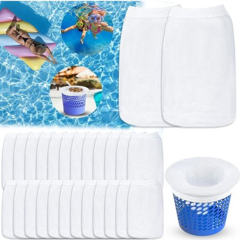 – Lot de 50 chaussettes de skimmer de piscine – Nylon réutilisable pour filtration – Protection contre feuilles et débris – Taille 22x13 cm - 50Pcs (1/5)