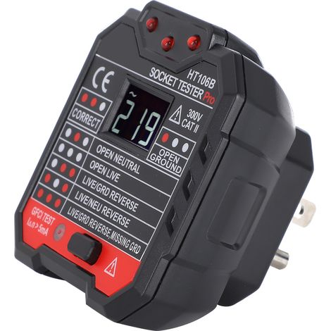 HT106B Détecteur de prise numérique, testeur de disjoncteur mural, prise américaine 110-220 V (1/5)