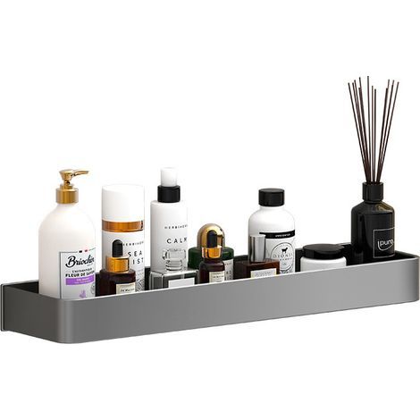 Etagere Douche,Rangement Douche sans Percage,Panier Salle de Bain en Aluminium,Rangement Douche Gris,Porte Shampoing Douche,Etagere sans Percer 30cm (1/3)