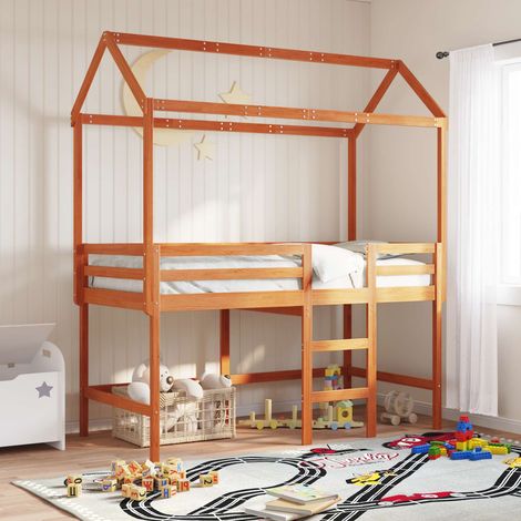 vidaXL Struttura per letto soppalco Marrone Cera 90 x 190 cm (1/5)