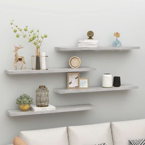 Étagères murales flottantes 4 pcs gris béton 120x23,5x3,8cm MDF vidaXL